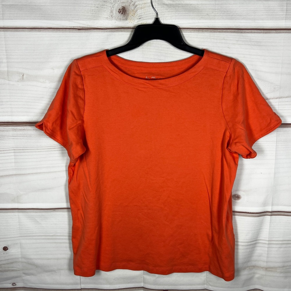 By Chico's Short Sleeve T-Shirt Womens 3 XL Orange Solid Cotton Short Sleeve Top